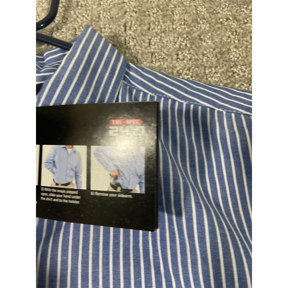 Tru-Spec 24-7 Concealed Shirt Mens Large Blue Striped Button Down Short Sleeve - Picture 10 of 12